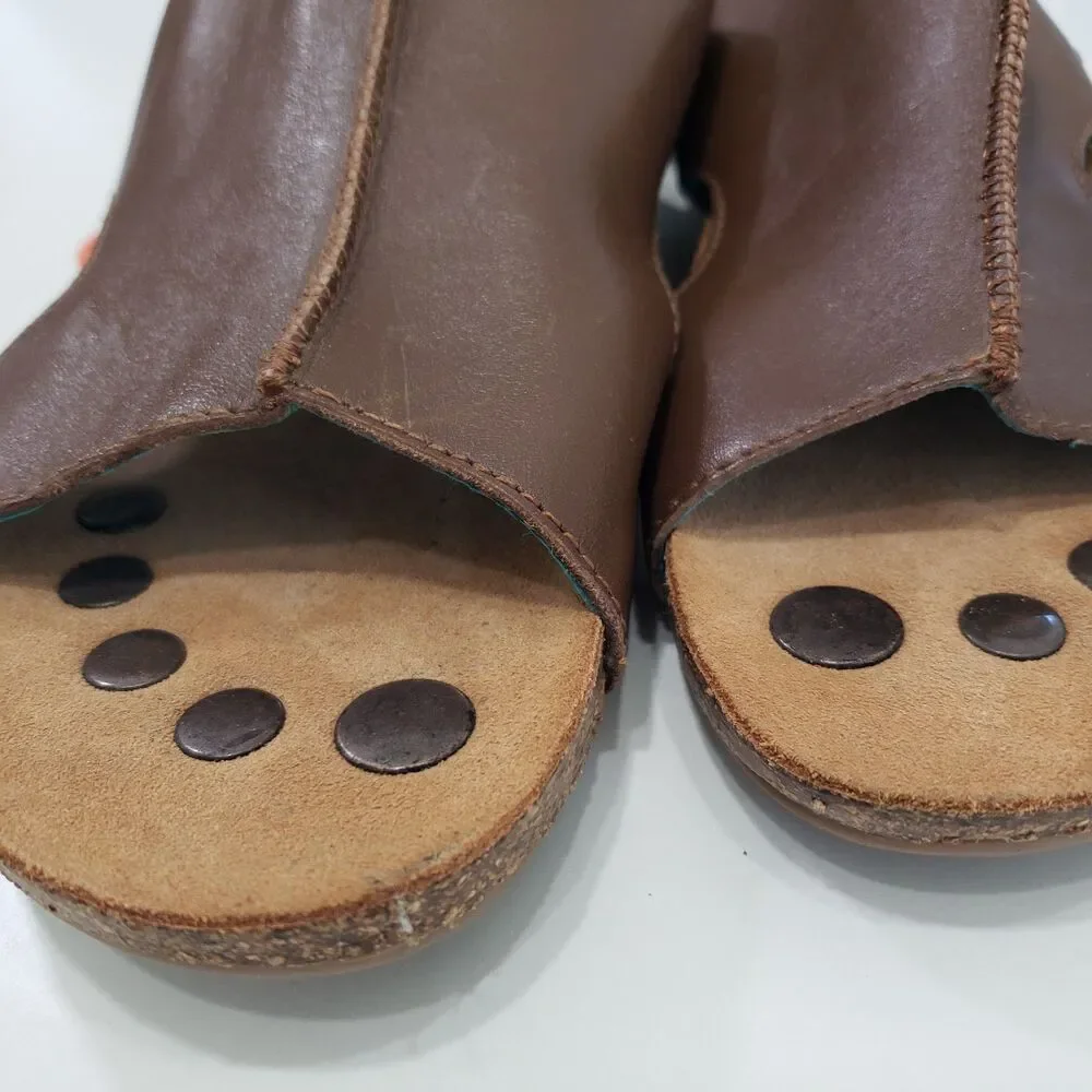 New Juil Mesa Women's Brown Leather Slip In Sandals, Size 10 - Picture 6 of 9
